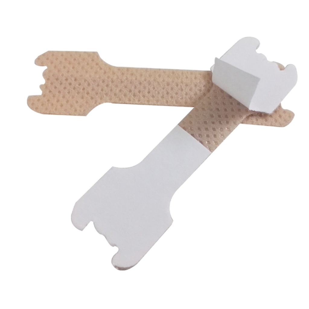 A single Quiet Hours nasal strip, front and back