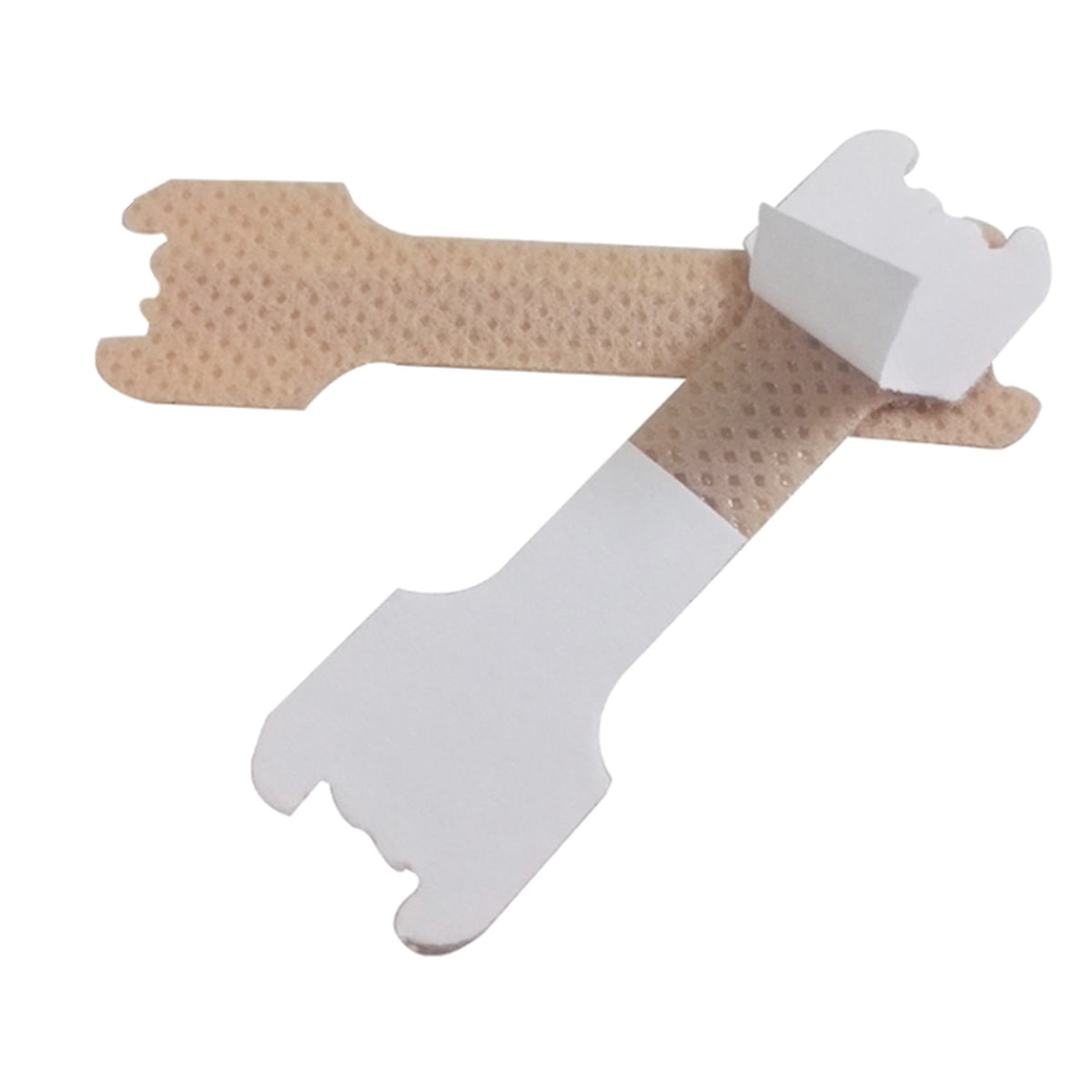A single Quiet Hours nasal strip, front and back